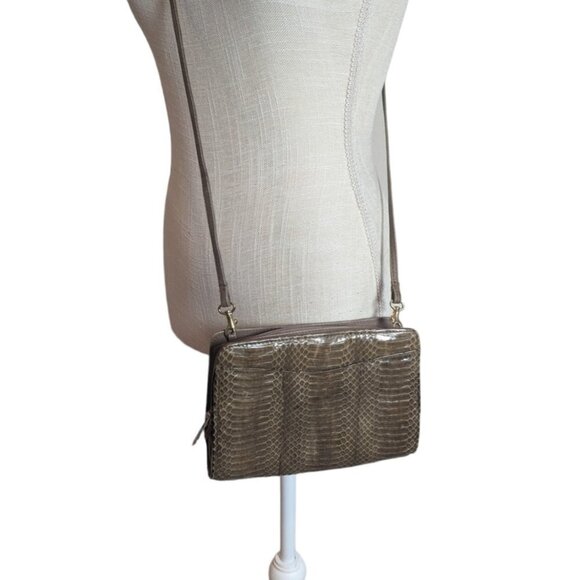 VTG Snakeskin Leather Crossbody Bag - Picture 1 of 7
